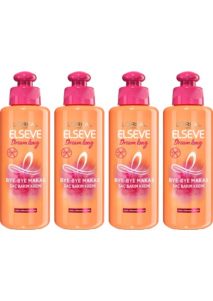 Loreal Paris Elseve Dream Long Bye Bye Makas Saç Bakım Kremi 200 ml x 4 Adet