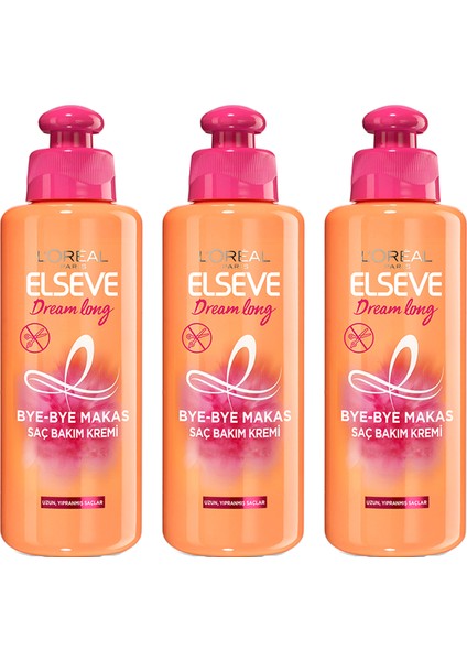 Loreal Paris Elseve Dream Long Bye Bye Makas Saç Bakım Kremi 200 ml x 3 Adet