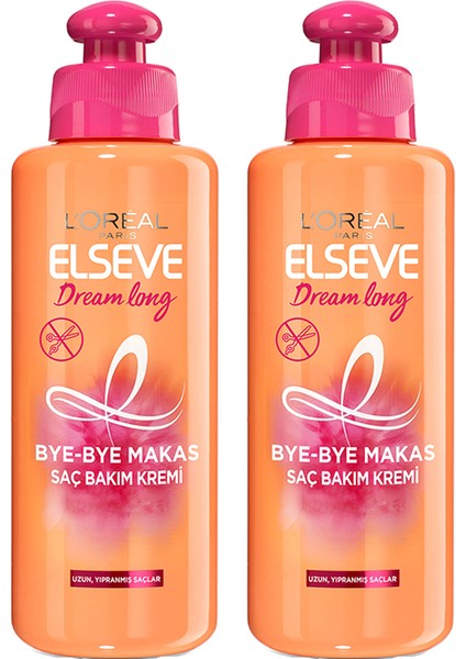 Loreal Paris Elseve Dream Long Bye Bye Makas Saç Bakım Kremi 200 ml x 2 Adet