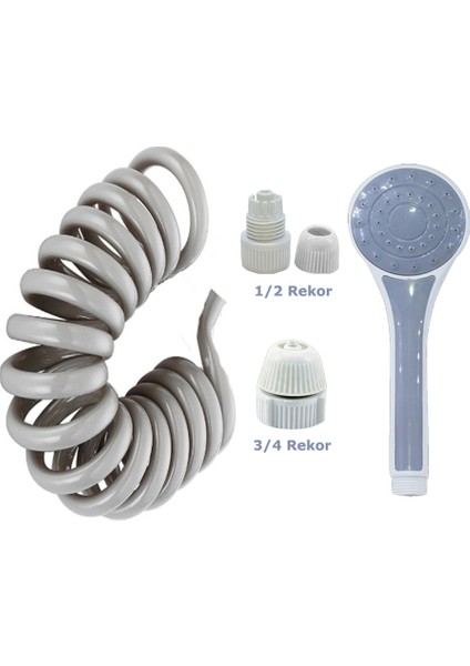 Spiral Duş Hortumu ve Seti Özel Gri