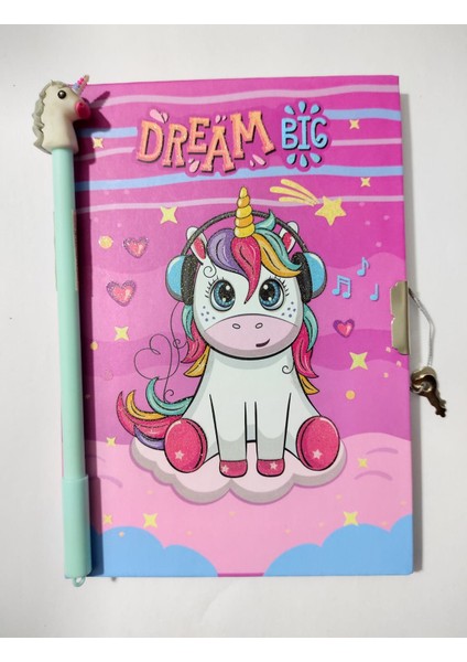 Unicorn Kilitli Günlük ve Unicorn Jel Kalem Seti