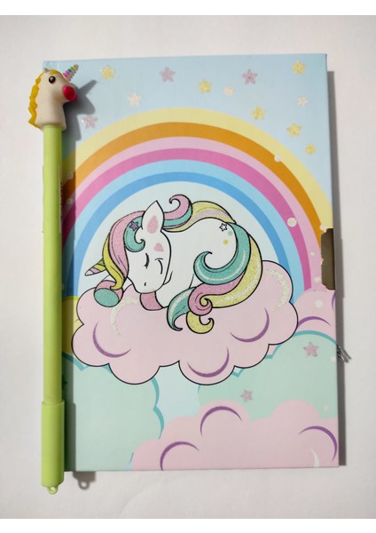 Unicorn Kilitli Günlük ve Unicorn Jel Kalem Seti