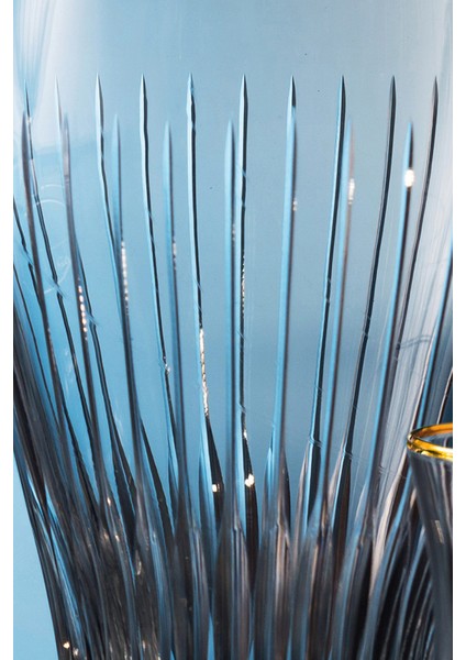 Lavita Altın Kesme El Dekor Yaldızlı Desenli Kapaklı Cam Şişe Karaf Sürahi