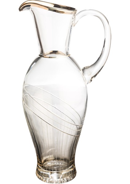 Seremoni Füme Kesme El Dekor Yaldızlı Desenli Cam Karaf Sürahi fiyatları