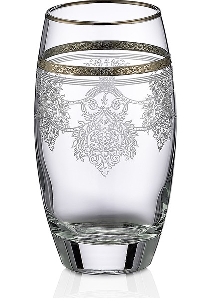 Drape Platin Kesme El Dekor Yaldızlı 6 Adet Desenli Su ve Meşrubat Bardak Takımı