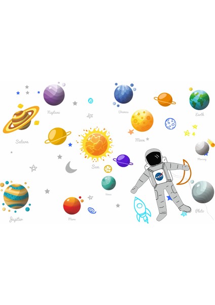 Çocuk Odası Gezegenler ve Astronot Sticker