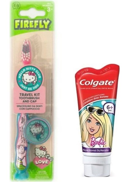 Hello Kitty Kapaklı Diş Fırcası+ Colgate Barbie Diş Macunu