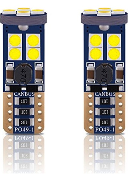 T10 LED Dipsiz W5W Canbus 12 Ledli Park Plaka Tavan Ampulü - Beyaz