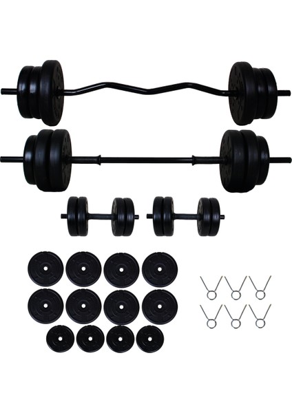 58kg Z Bar ve Düz Barlı Halter Dambıl Seti