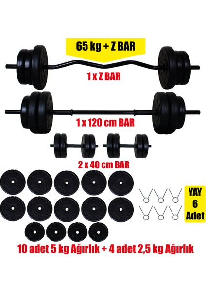 68 kg Z Bar Halter Seti ve Dambıl Seti fiyatları