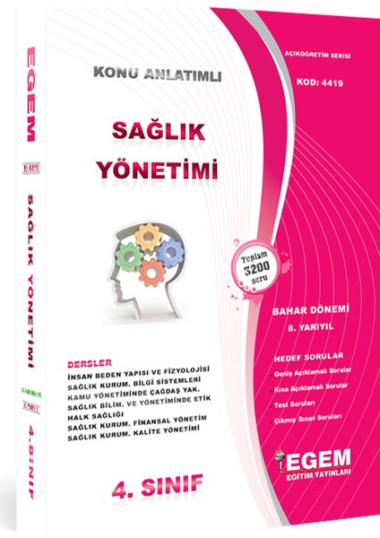 4. Sınıf Sağlık Yönetimi Konu Anlatımlı Soru Bankası-Bahar Dönemi(8. Yarıyıl)