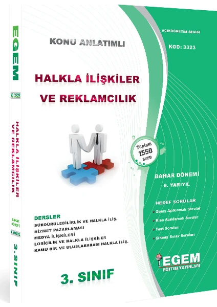 Egem Eğitim Yayınları 3. Sınıf Halkla İlişkiler ve Reklamcılık Konu Anlatımlı Soru Bankası-Bahar Dönemi(6. Yarıyıl)