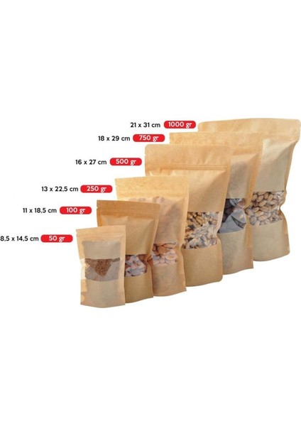 Pencereli Kraft Doypack 16X27 cm - 100'LÜ fiyatları