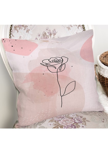 Pastel Renkli Onedraw Gül Resimli Dijital Baskılı Modern Yastık Kılıfı fiyatları
