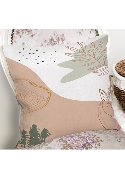 Pastel Renkli Onedraw Yaprak Resimli Dijital Baskılı Modern Yastık Kılıfı fiyatları