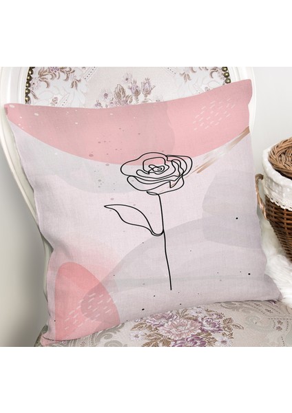 Pastel Renkli Onedraw Gül Resimli Dijital Baskılı Modern Yastık Kılıfı fiyatları