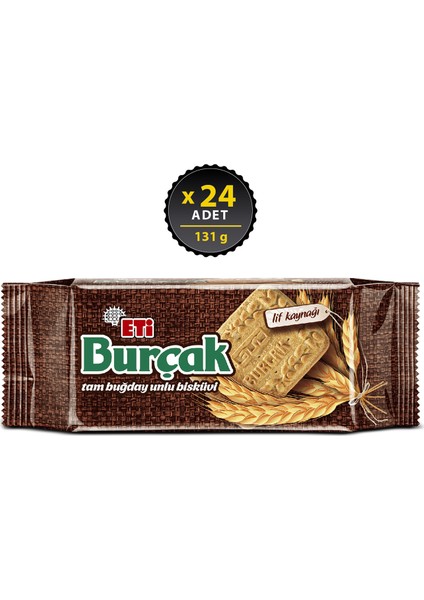 Burçak Tam Buğday Unlu Bisküvi 131 g x 24 Adet