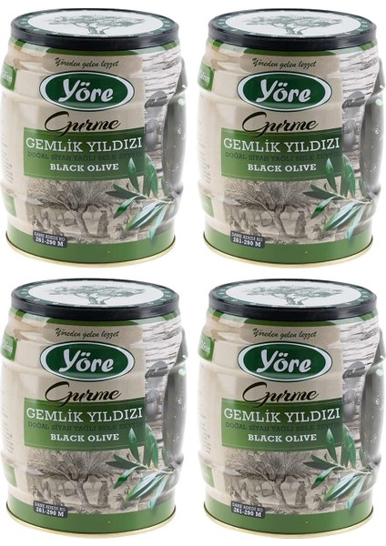 Gemlik Yıldızı Siyah Zeytin 750 gr Teneke 4'lü Paket