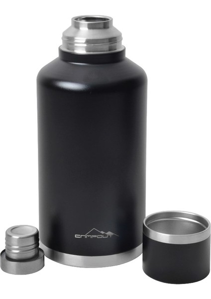 Campout Çift Katmanlı Termos 2000 ml Siyah