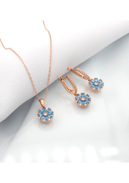 925 Ayar Gümüş Nergis Çiçeği Kolye Küpe Kombin