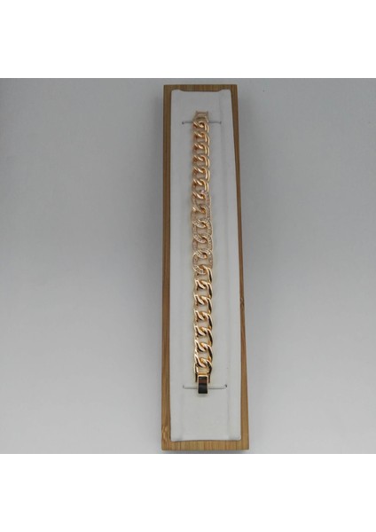 Zirkon Taşlı Zincir Bileklik - Gold