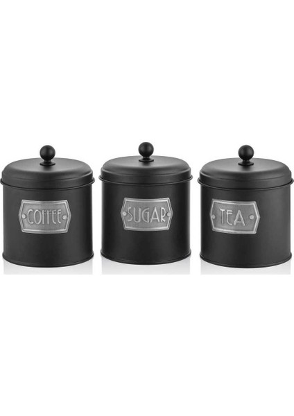 Çay Şeker Kahve Kavanozu Siyah Glv0499