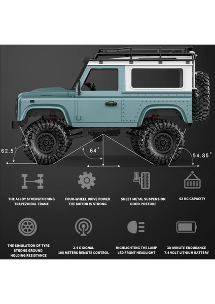 Rock Crawler 1/12 4WD 2.4g Uzaktan Kumanda Yüksek Hızlı Off Road Kamyon Rc Araba LED 4 x 4