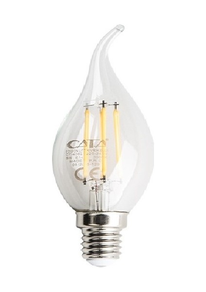 CT-4062 4W/3000K Kıvrık Buji LED Flament Ampul (G.ışığı) Cata