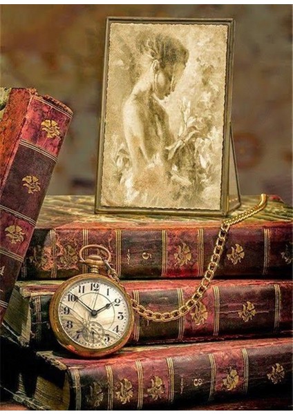 Kitap ve Antika Saat Tablo 51 x 69 cm