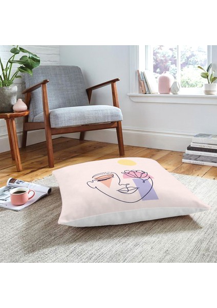 Pembe Zeminde Bohemian Özel Tasarım Yer Minderi