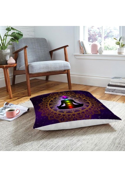 Gökyüzü Desenli Yoga Motifli Özel Tasarım Dijital Baskılı Yer Minderi