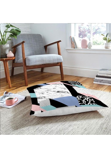 Mermer Desenli Dijital Baskılı Modern Yer Minderi