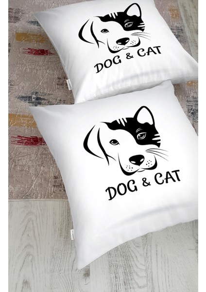 Dog & Cat Dijital Baskılı Modern Hayvan Yer Minderi fiyatları