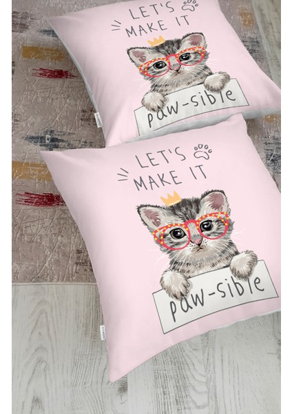 Let's Make It Kedi Desenli Modern Hayvan Yer Minderi fiyatları