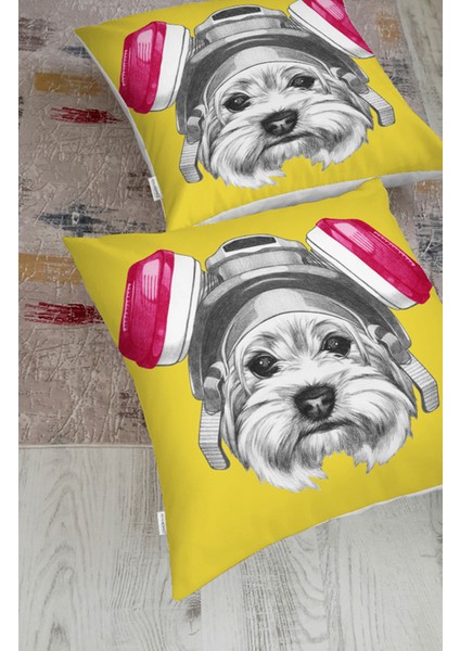 Kulaklıklı Köpek Motifli Dijital Baskılı Modern Hayvan Yer Minderi fiyatları