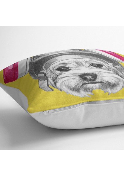 Kulaklıklı Köpek Motifli Dijital Baskılı Modern Hayvan Yer Minderi modelleri
