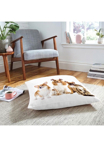 Çeşitli Köpek Desenli Dijital Baskılı Modern Hayvan Yer Minderi