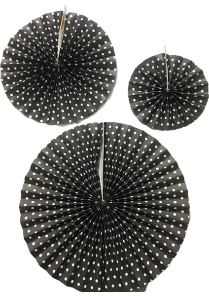 3 Boy Yelpaze Doğum Günü Süsü Siyah Renkli Tavan Süsü