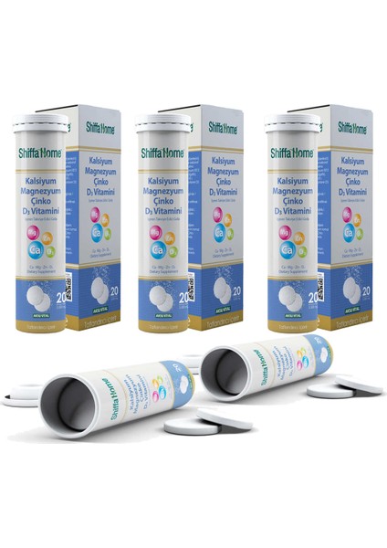 Kalsiyum Magnezyum Çinko D3 Vitamini 20 Tablet x 5 Adet