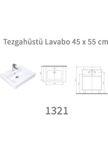 Architect Tezgah Üstü Lavabo 45X55 cm