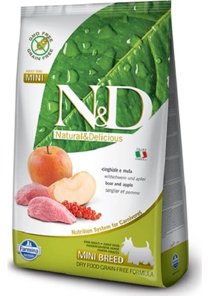 Tahılsız Yaban Domuzlu-Elmalı Küçük Irk Yetişkin Köpek Maması 2.5kg