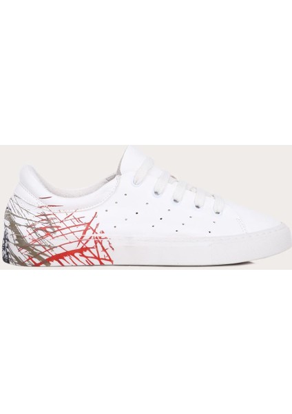 Beyaz B40C01 Kadın Basklı Spor Ayakkabı