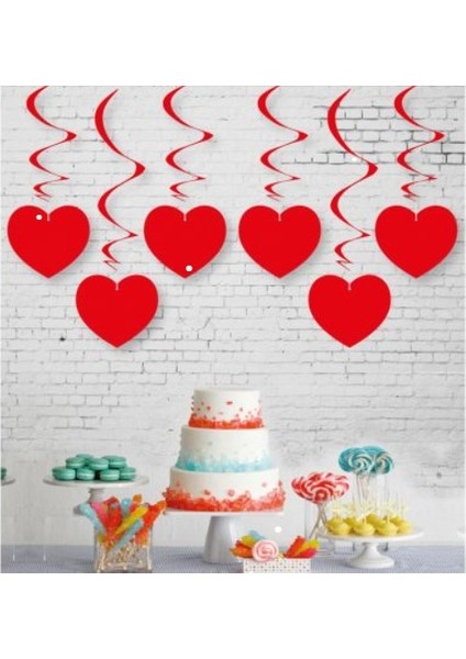 Kalp Sarkıt Metalize Kırmızı 6'Lı