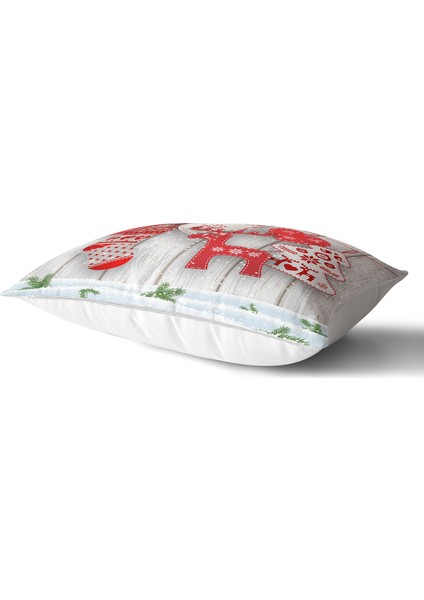 Yılbaşı Temalı Dijital Baskılı 3 D Dikdörtgen Yastık Kılıfı