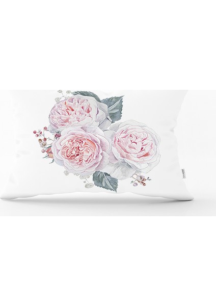 Soluk Çiçek Motifli Modern Baskılı Dikdörtgen Kırlent Kılıfı