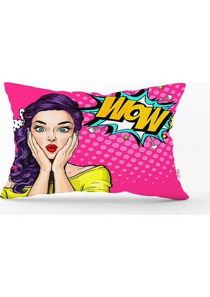 Pop Art Resimli Dijital Baskılı Dekoratif Dikdörtgen Yastık Kılıfı
