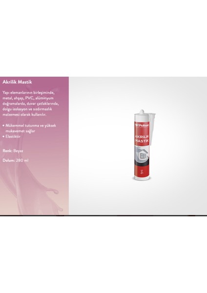 Akrilik Mastik Beyaz 280 ml