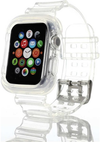 Apple Watch Uyumlu 42 mm Krd27 Silikon Kordon Şeffaf