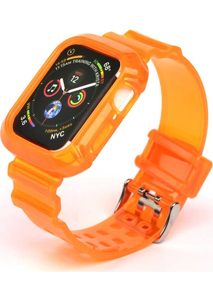 Apple Watch Uyumlu 42 mm Krd27 Silikon Kordon Turuncu