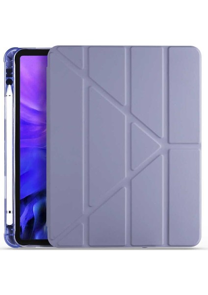 Apple iPad 10.5 (7.nesil) Kılıf Kalem Bölmeli Standlı Tam Uyumlu Mor